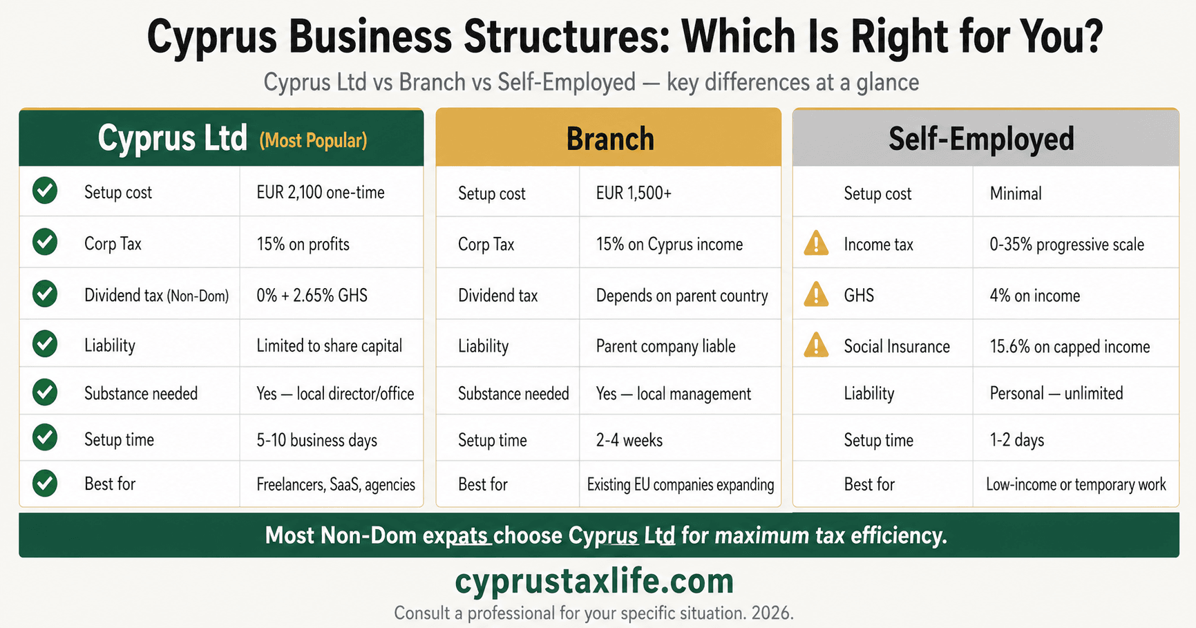 Cyprus Holding Company 2026: 0% WHT & Setup Costs - infographic with key data and step-by-step breakdown